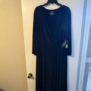 Investments Black Long Sleeve Wrap Dress